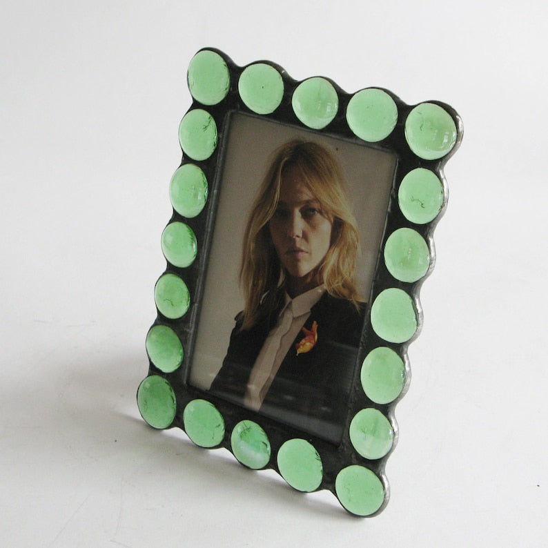 Stained Glass Picture Frame - Handmade Tiffany Technique with Glass Jewels
