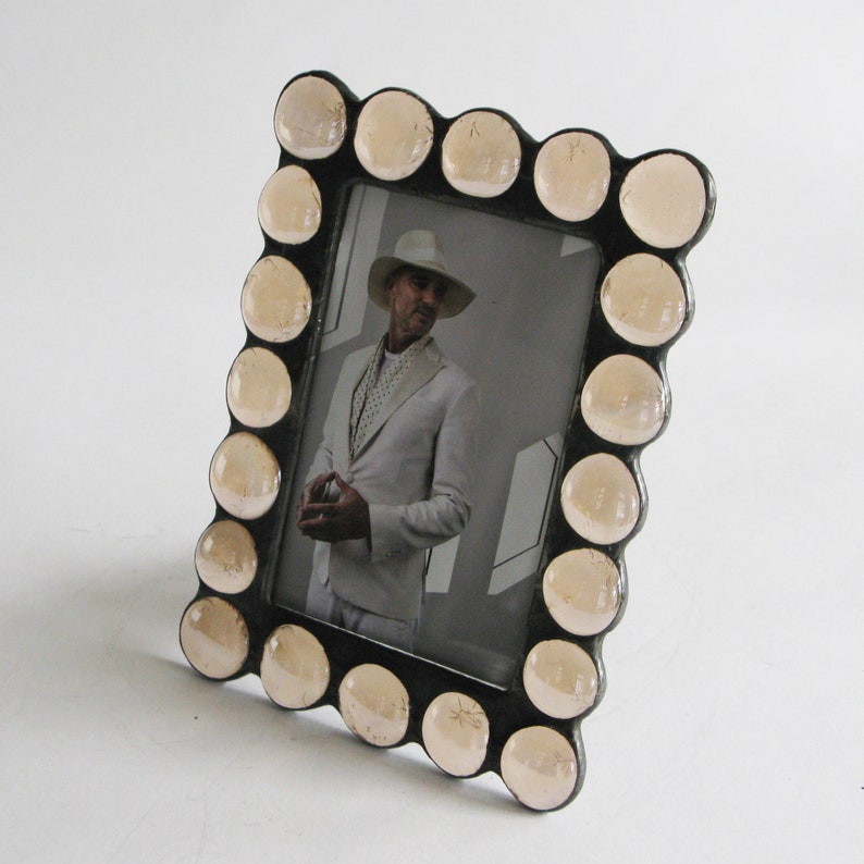 Stained Glass Picture Frame - Handmade Tiffany Technique with Glass Jewels
