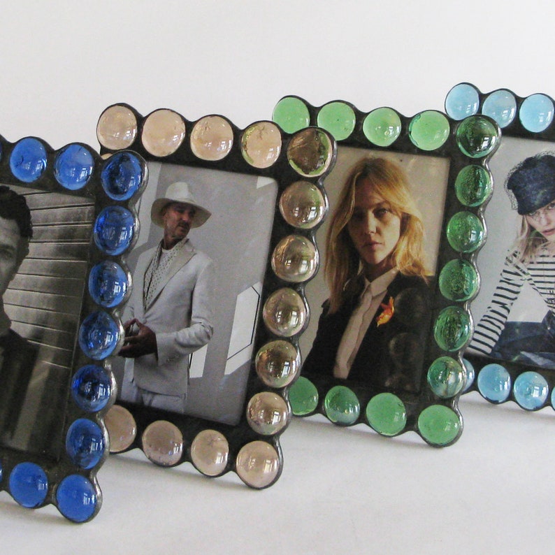 Stained Glass Picture Frame - Handmade Tiffany Technique with Glass Jewels
