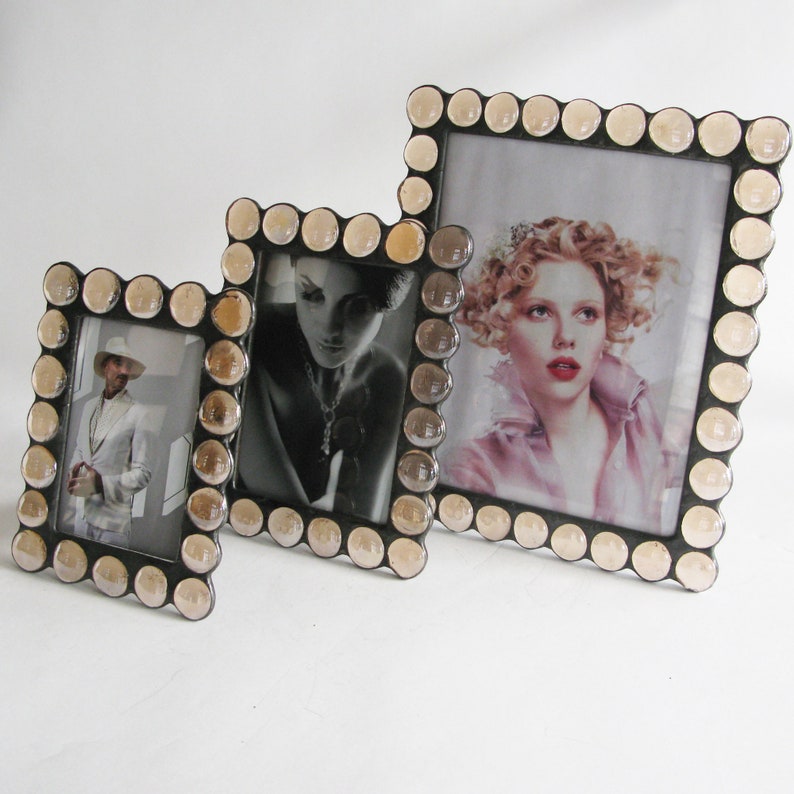 Stained Glass Picture Frame - Handmade Tiffany Technique with Glass Jewels
