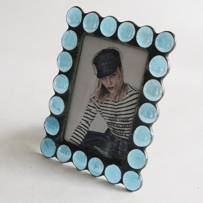 Stained Glass Picture Frame - Handmade Tiffany Technique with Glass Jewels