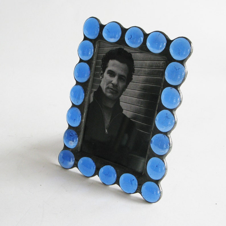 Stained Glass Picture Frame - Handmade Tiffany Technique with Glass Jewels
