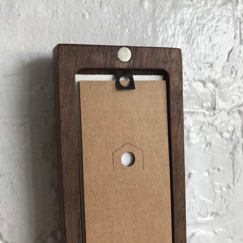 Solid walnut wood magnetic photo frame, suitable for 1.5 x 8 inch photo booth strip frames.