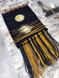 Handwoven Wool Moon Phase Wall Hanging, Boho Fiber Art