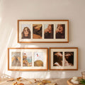 Solid walnut wood photo frames, multi-opening gallery wall display shelves