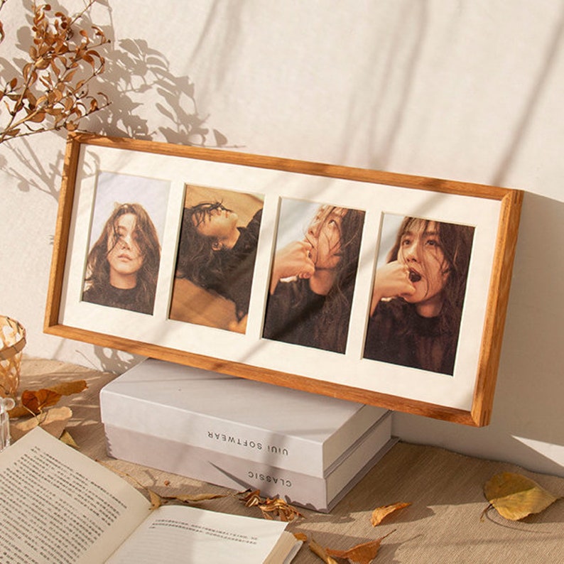 Solid walnut wood photo frames, multi-opening gallery wall display shelves