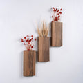 Walnut Wood Wall Vase | Handcrafted Hanging Vase for Dried Flowers
