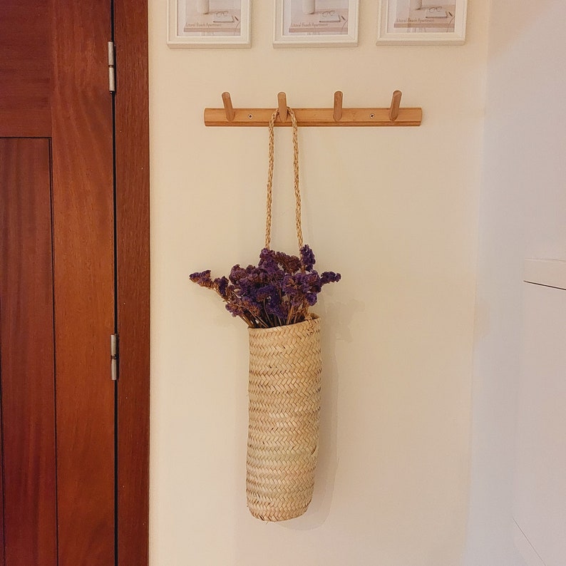 Handwoven Long Straw Hanging Basket Planter,Farmhouse Decor