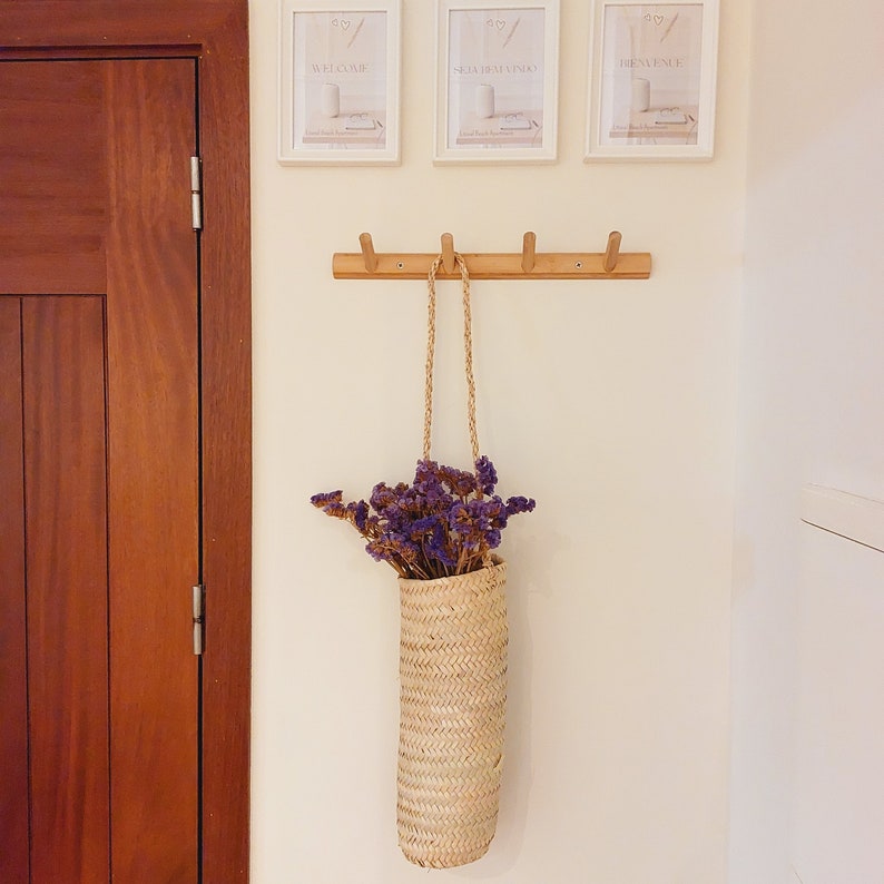 Handwoven Long Straw Hanging Basket Planter,Farmhouse Decor