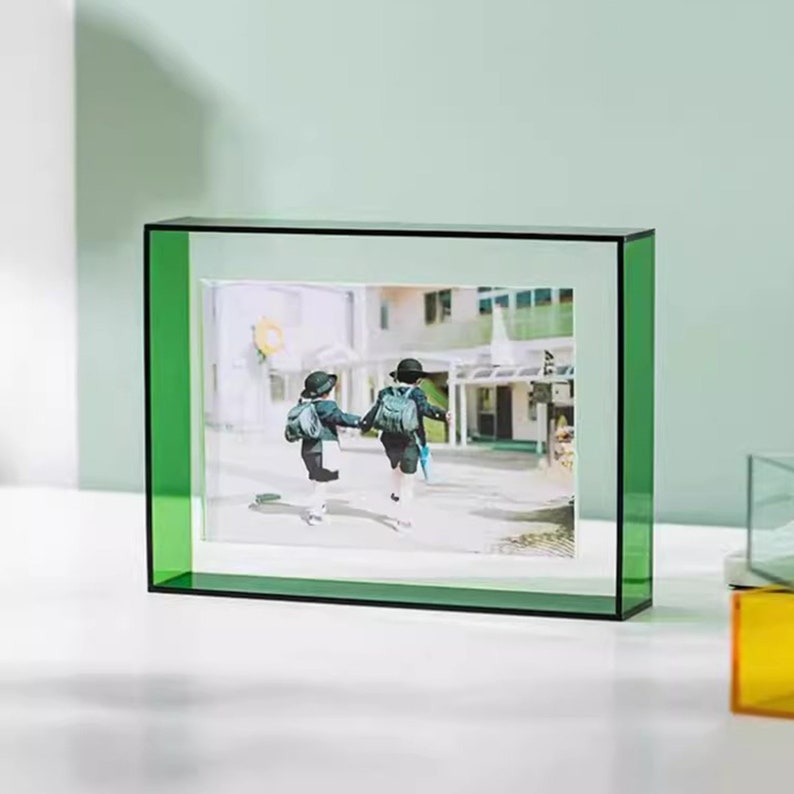 Dopamine Color Acrylic Box Photo Frame for Desktop or Wall Display