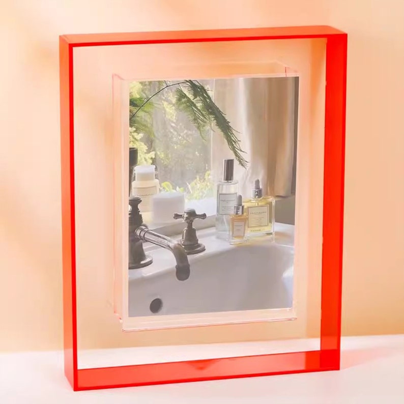 Dopamine Color Acrylic Box Photo Frame for Desktop or Wall Display
