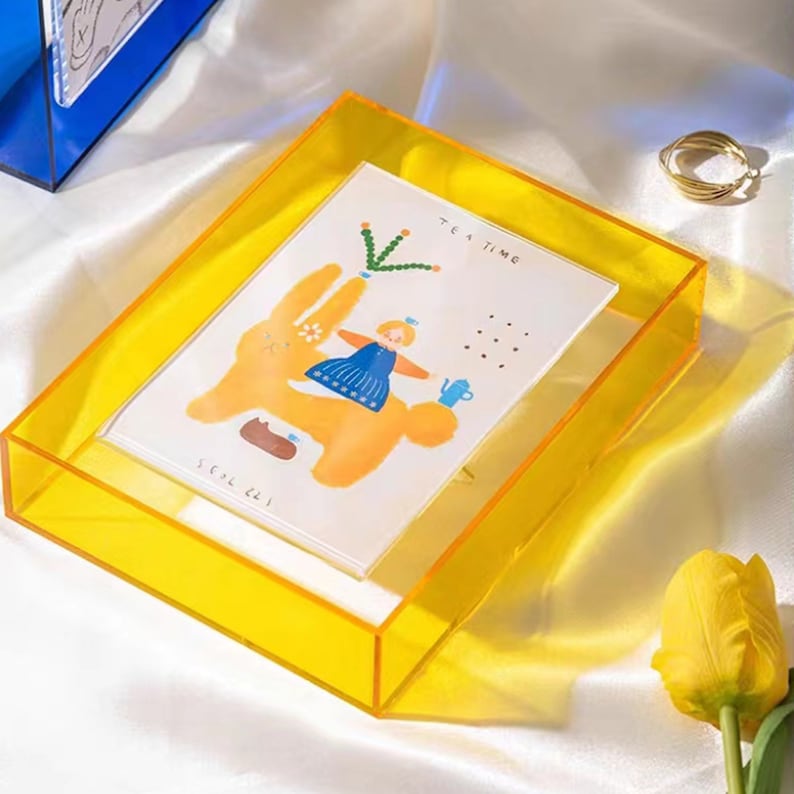 Dopamine Color Acrylic Box Photo Frame for Desktop or Wall Display