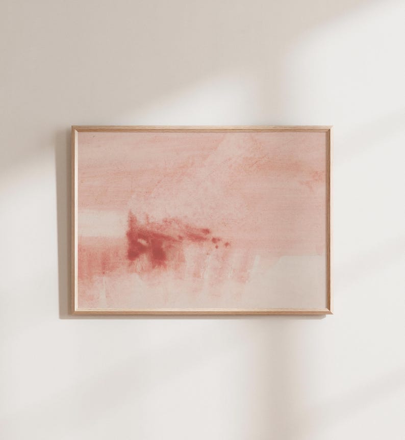 Vintage-style soft pink watercolor print, matte finish.