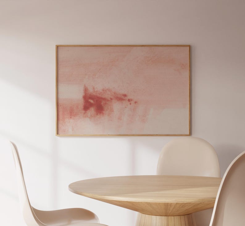 Vintage-style soft pink watercolor print, matte finish.