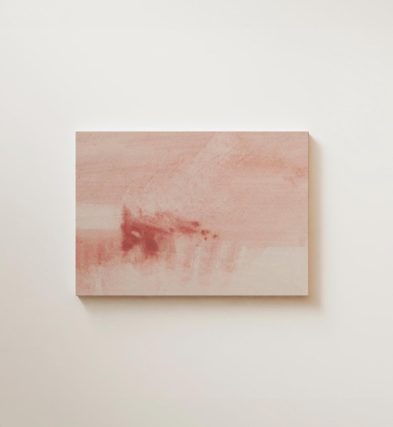 Vintage-style soft pink watercolor print, matte finish.