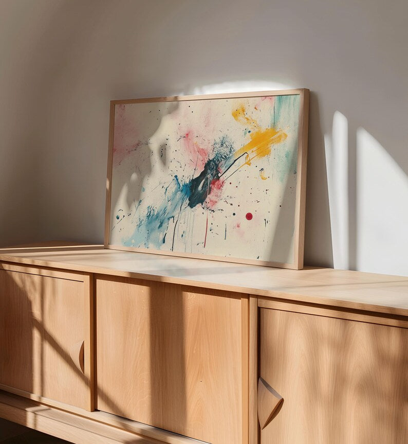 Blue Pink Red Yellow Abstract Painting Print | Archival Cotton Paper | Matte Finish | 300gsm