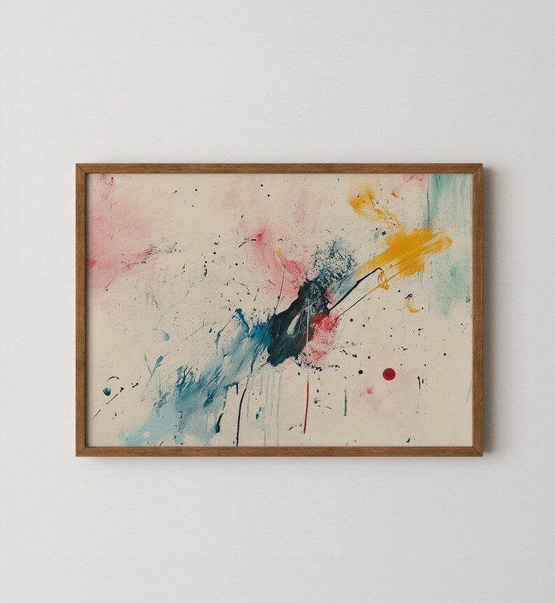 Blue Pink Red Yellow Abstract Painting Print | Archival Cotton Paper | Matte Finish | 300gsm