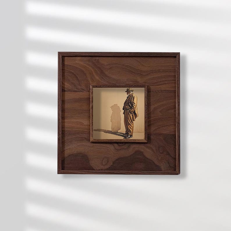 Solid wood vintage photo frame, suitable for wall hanging or desktop display.