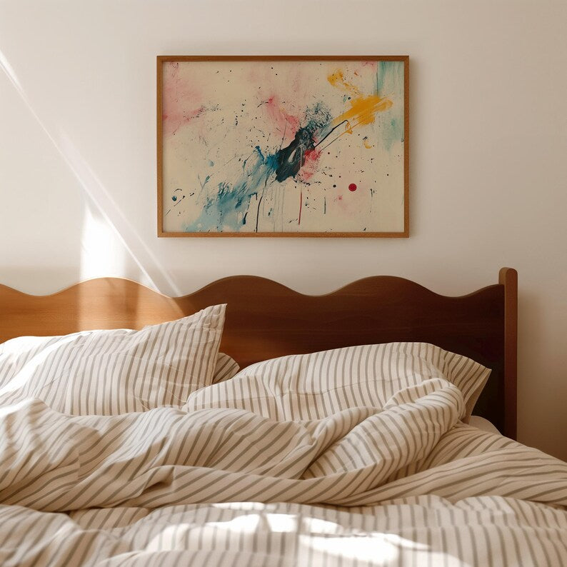Blue Pink Red Yellow Abstract Painting Print | Archival Cotton Paper | Matte Finish | 300gsm
