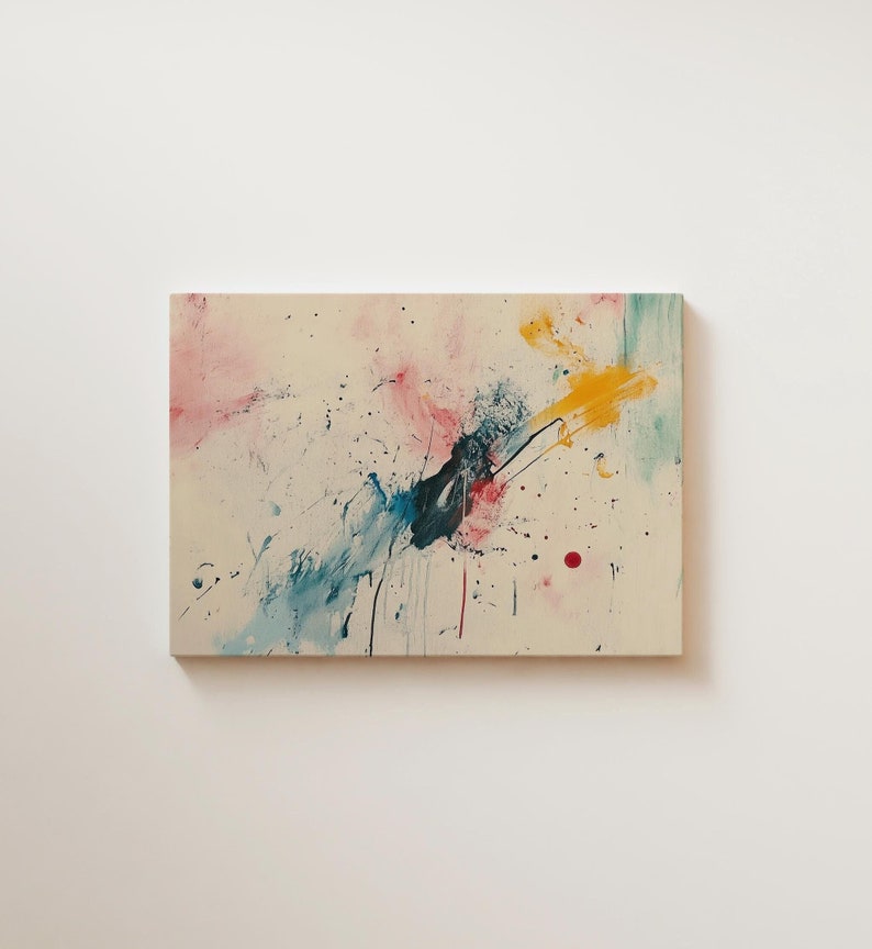 Blue Pink Red Yellow Abstract Painting Print | Archival Cotton Paper | Matte Finish | 300gsm