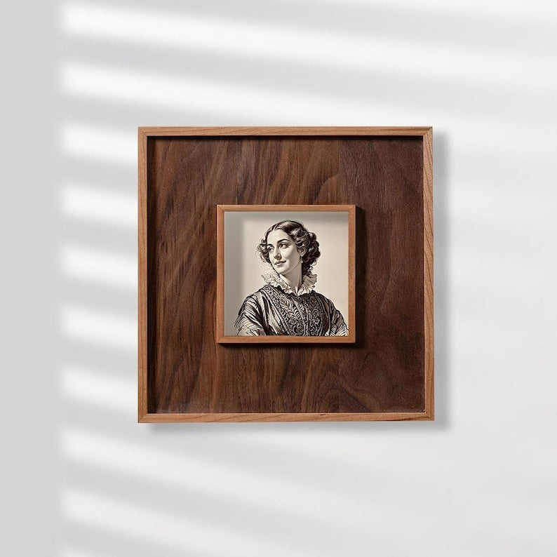 Solid wood vintage photo frame, suitable for wall hanging or desktop display.