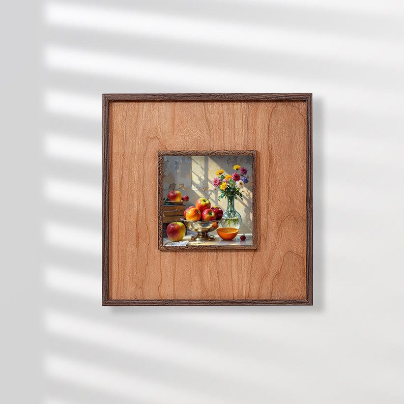 Solid wood vintage photo frame, suitable for wall hanging or desktop display.