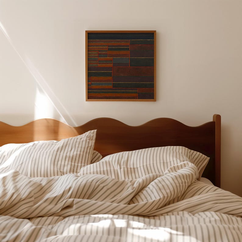 Colorful geometric square pattern, matte surface.