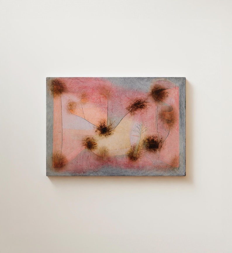 Abstract Pink Art Print - Vintage Colored Painting Reproduction, Cotton Art Paper