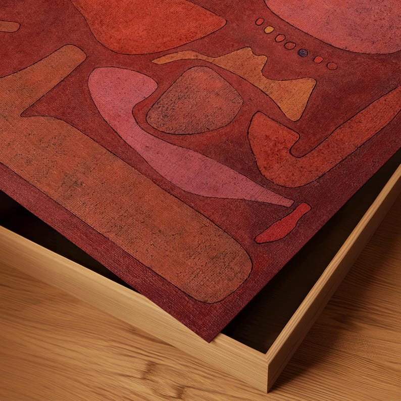 Warm Red Abstract Art Print, Square, 100% Cotton Paper