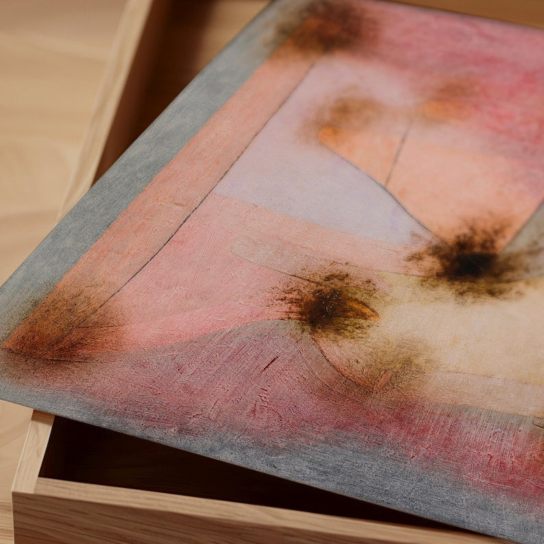 Abstract Pink Art Print - Vintage Colored Painting Reproduction, Cotton Art Paper