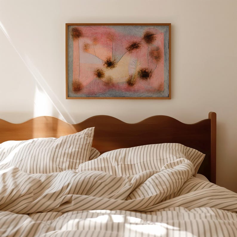Abstract Pink Art Print - Vintage Colored Painting Reproduction, Cotton Art Paper