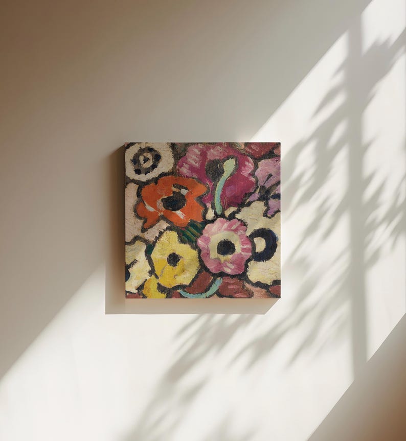Square-shaped, colorful vintage art piece, made with Hahnemühle 308g matte acid-free photographic paper.