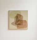 Abstract shape art prints, using neutral warm colors, in the style of the mid-century.