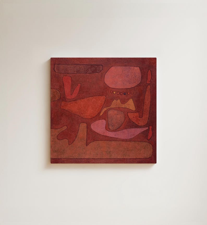 Warm Red Abstract Art Print, Square, 100% Cotton Paper