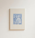 Abstract light blue lithograph, archival-grade cotton paper, 300g matte finish.