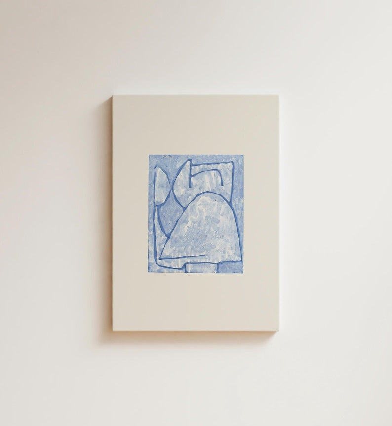 Abstract light blue lithograph, archival-grade cotton paper, 300g matte finish.