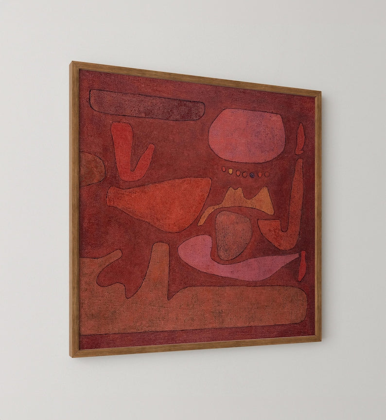 Warm Red Abstract Art Print, Square, 100% Cotton Paper