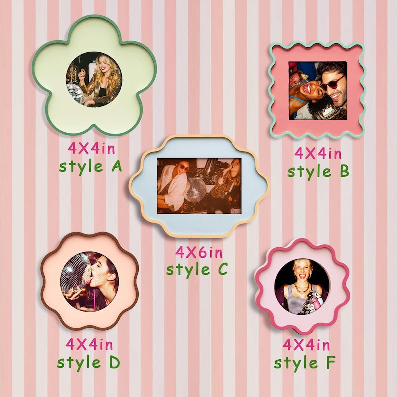 Wooden Picture Frame Set Dual-Tone Rounded-Corner Irregular Frames for Wall Desk