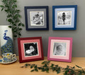 Striped picture frame with fabric backing – square picture frame