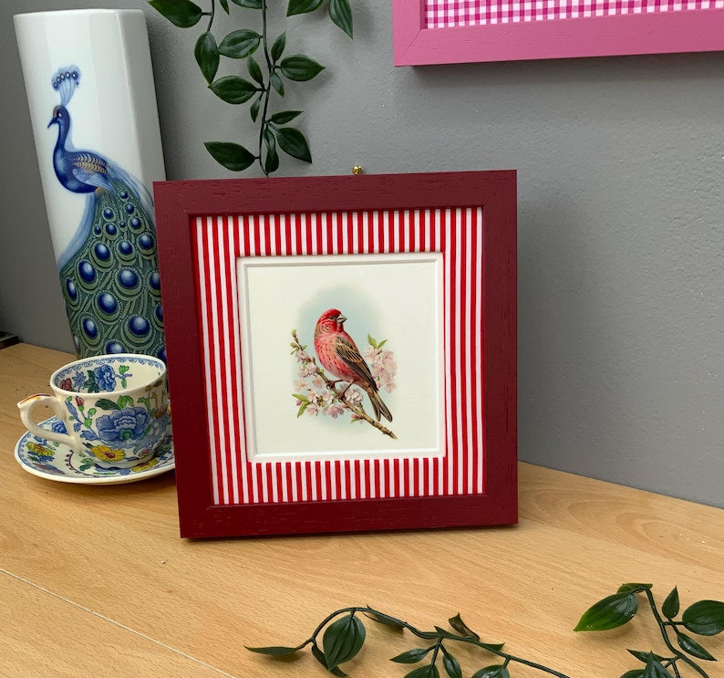 Striped picture frame with fabric backing – square picture frame