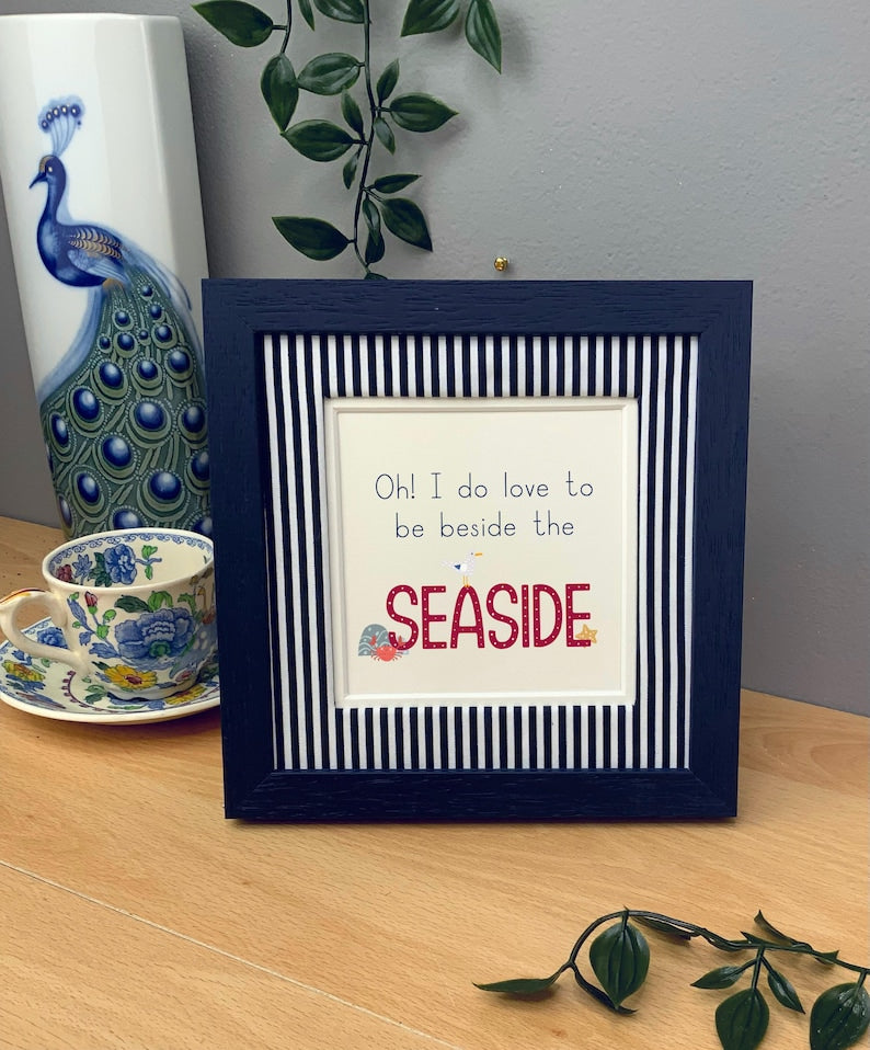 Striped picture frame with fabric backing – square picture frame