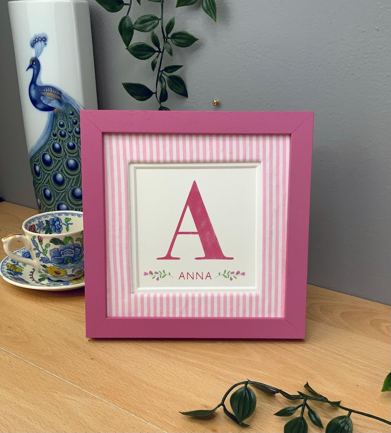 Striped picture frame with fabric backing – square picture frame