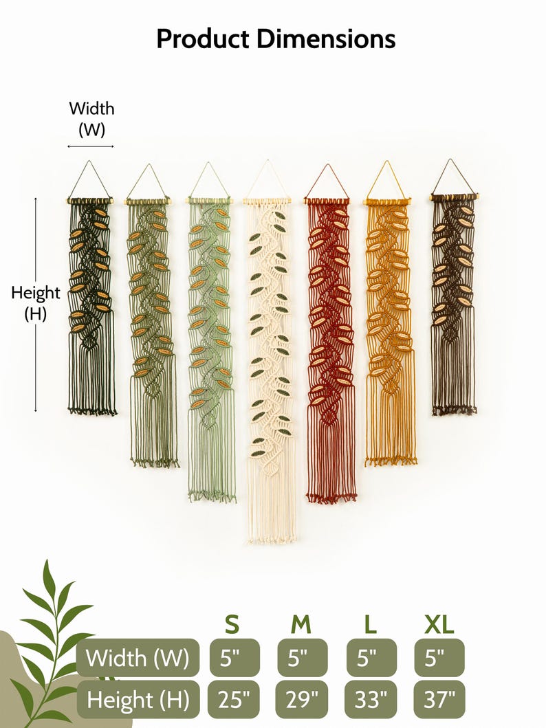 Hand-woven tapestry - Bohemian-style leaf yarn artwork.
