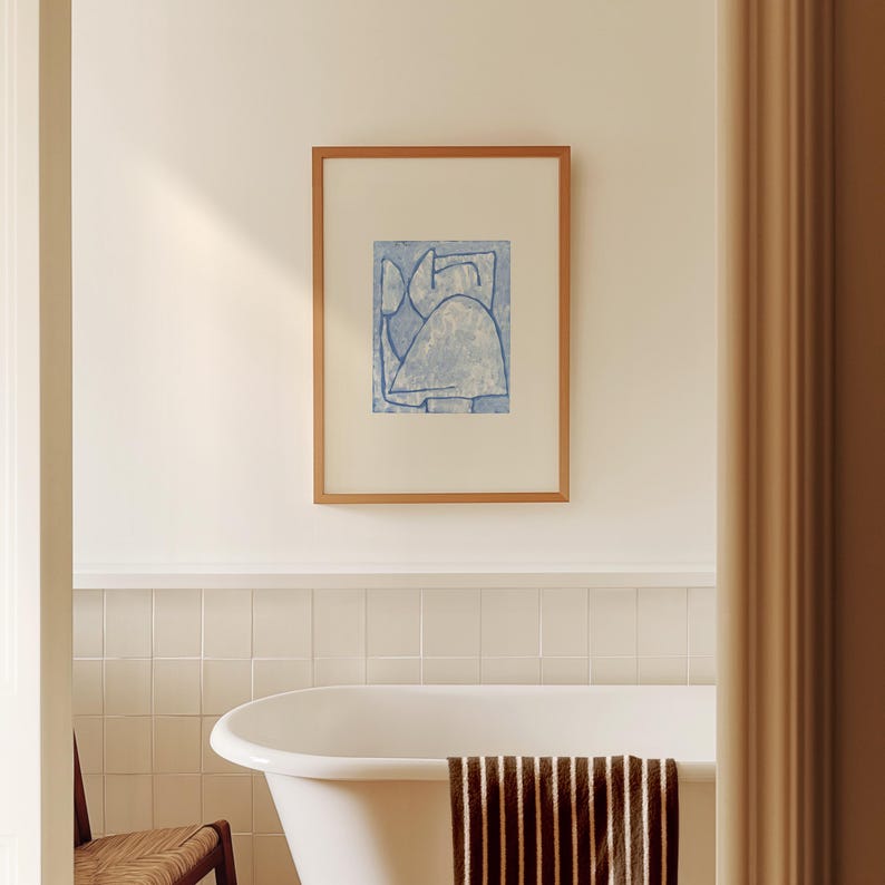 Abstract light blue lithograph, archival-grade cotton paper, 300g matte finish.