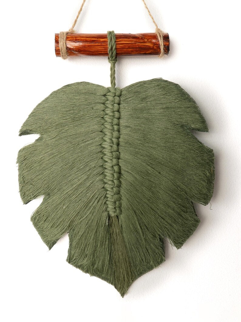 Extra Large Macrame Leaf Boho Wall Decor Handmade Cotton Driftwood