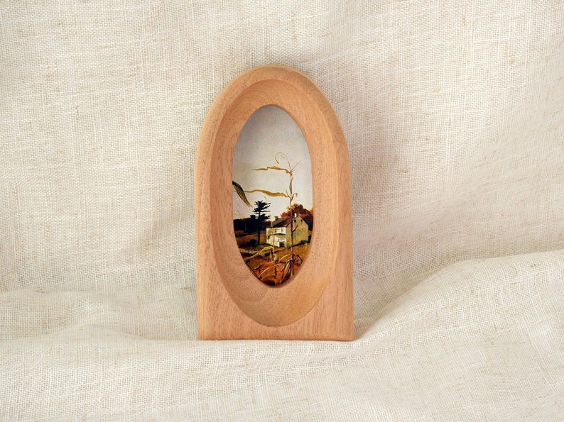 Handmade Sapele Wood Photo Frames Set of 3 Square Arch Oval Wall Table Decor