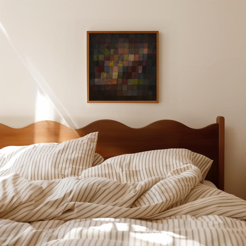 Abstract color block painting – deep earth-toned art prints, retro style.