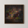 Abstract color block painting – deep earth-toned art prints, retro style.