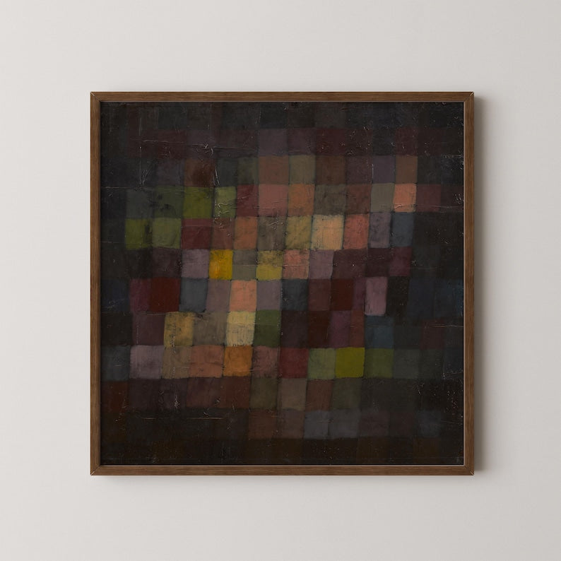 Abstract color block painting – deep earth-toned art prints, retro style.