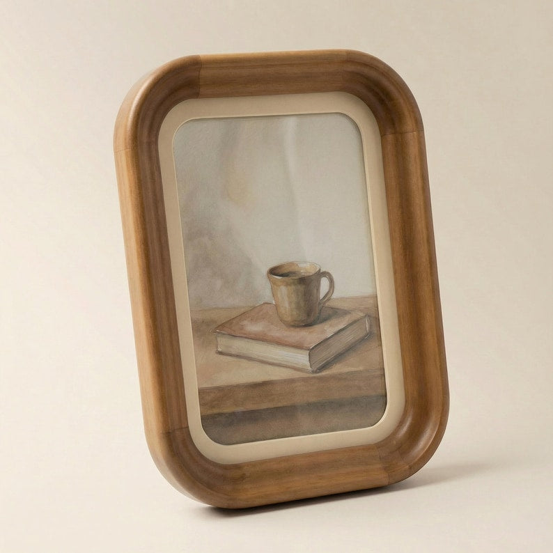 Rounded Wooden Photo Frame – Warm Wood Frame